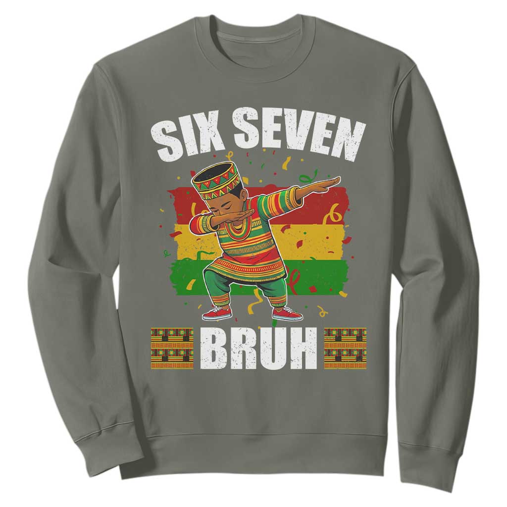 Funny 67 Kwanzaa Sweatshirt Six Seven Bruh Dabbing African Heritage TS11 Military Green Print Your Wear