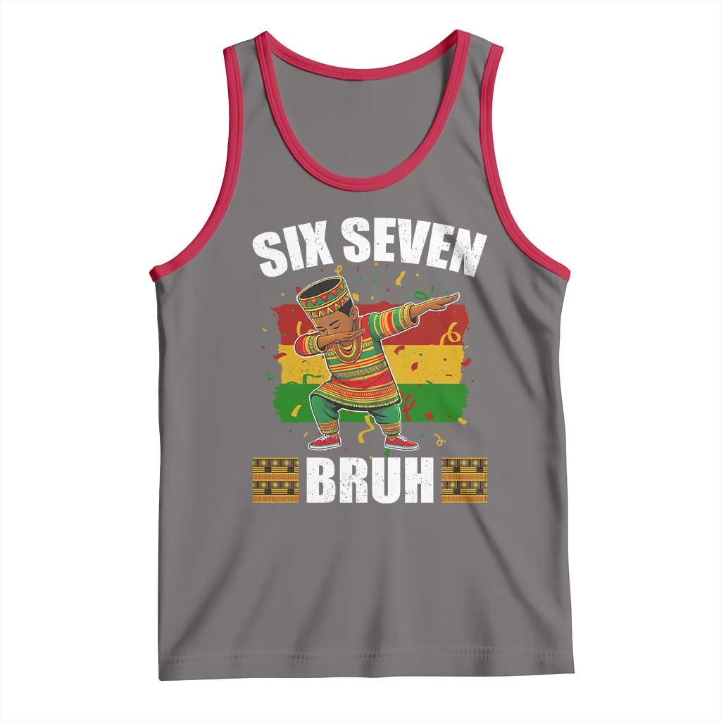 Funny 67 Kwanzaa Tank Top Six Seven Bruh Dabbing African Heritage TS11 Deep Heather Red Print Your Wear