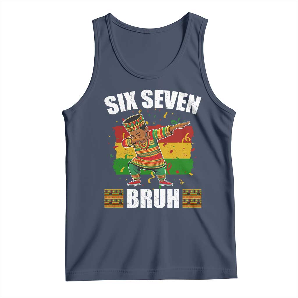 Funny 67 Kwanzaa Tank Top Six Seven Bruh Dabbing African Heritage TS11 Navy Print Your Wear