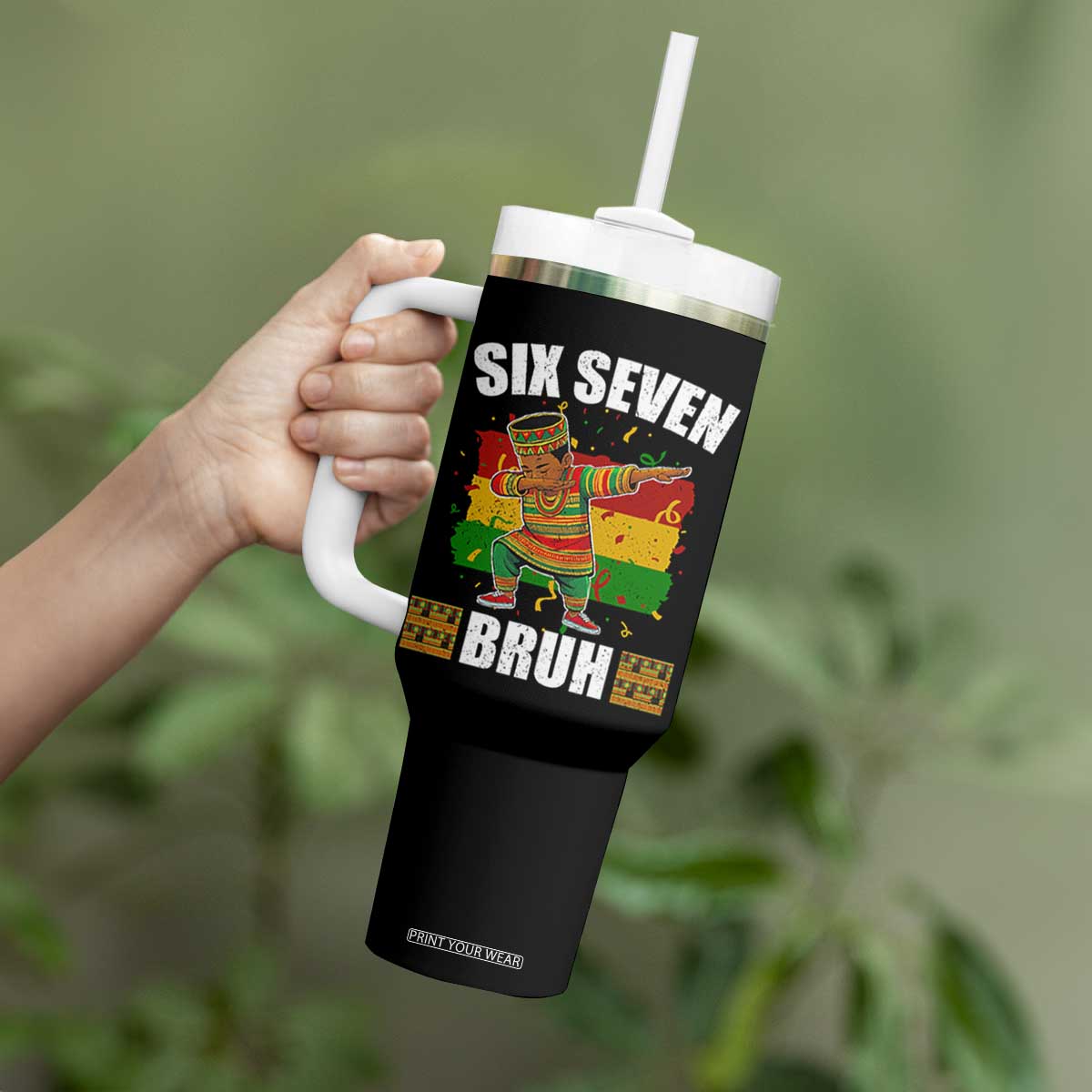 Funny 67 Kwanzaa Tumbler With Handle Six Seven Bruh Dabbing African Heritage TS11 Print Your Wear