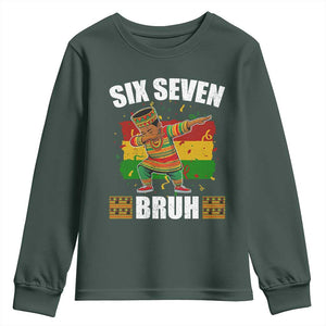 Funny 67 Kwanzaa Youth Sweatshirt Six Seven Bruh Dabbing African Heritage TS11 Dark Forest Green Print Your Wear