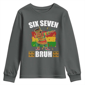 Funny 67 Kwanzaa Youth Sweatshirt Six Seven Bruh Dabbing African Heritage TS11 Dark Heather Print Your Wear