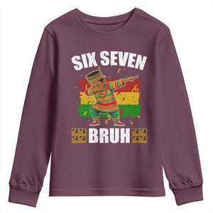 Funny 67 Kwanzaa Youth Sweatshirt Six Seven Bruh Dabbing African Heritage TS11 Maroon Print Your Wear
