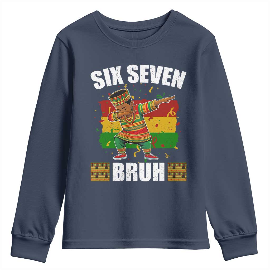 Funny 67 Kwanzaa Youth Sweatshirt Six Seven Bruh Dabbing African Heritage TS11 Navy Print Your Wear