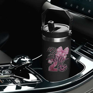 Happy New Year 2026 Flip Straw Tumbler Hello 2026 Disco Ball Pink Coquette Bow Faux Glitter TS11 Print Your Wear