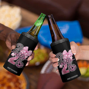 Happy New Year 2026 4 in 1 Can Cooler Tumbler Hello 2026 Disco Ball Pink Coquette Bow Faux Glitter TS11 Print Your Wear