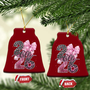 Happy New Year 2026 Ceramic Ornament Hello 2026 Disco Ball Pink Coquette Bow Faux Glitter TS11 Print Your Wear