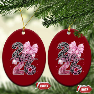 Happy New Year 2026 Ceramic Ornament Hello 2026 Disco Ball Pink Coquette Bow Faux Glitter TS11 Print Your Wear