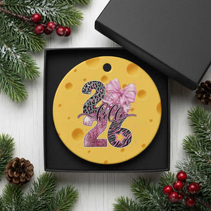 Happy New Year 2026 Ceramic Ornament Hello 2026 Disco Ball Pink Coquette Bow Faux Glitter TS11 1pc Yellow Cheese Print Your Wear