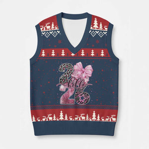 Happy New Year 2026 V-Neck Knit Sweater Vest Hello 2026 Disco Ball Pink Coquette Bow Faux Glitter TS11 Navy Red Print Your Wear