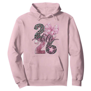 Happy New Year 2026 Hoodie Hello 2026 Disco Ball Pink Coquette Bow Faux Glitter TS11 Light Pink Print Your Wear