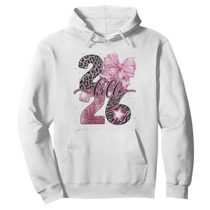 Happy New Year 2026 Hoodie Hello 2026 Disco Ball Pink Coquette Bow Faux Glitter TS11 White Print Your Wear