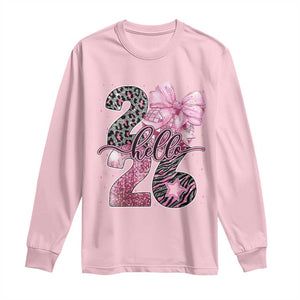 Happy New Year 2026 Long Sleeve Shirt Hello 2026 Disco Ball Pink Coquette Bow Faux Glitter TS11 Light Pink Print Your Wear