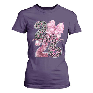 Happy New Year 2026 T Shirt For Women Hello 2026 Disco Ball Pink Coquette Bow Faux Glitter TS11 Purple Print Your Wear