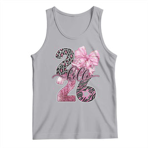 Happy New Year 2026 Tank Top Hello 2026 Disco Ball Pink Coquette Bow Faux Glitter TS11 Athletic Heather Print Your Wear