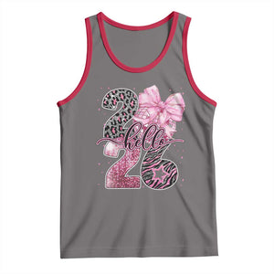 Happy New Year 2026 Tank Top Hello 2026 Disco Ball Pink Coquette Bow Faux Glitter TS11 Deep Heather Red Print Your Wear