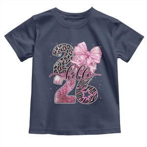 Happy New Year 2026 Toddler T Shirt Hello 2026 Disco Ball Pink Coquette Bow Faux Glitter TS11 Navy Print Your Wear