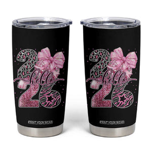 Happy New Year 2026 Tumbler Cup Hello 2026 Disco Ball Pink Coquette Bow Faux Glitter TS11 Black Print Your Wear
