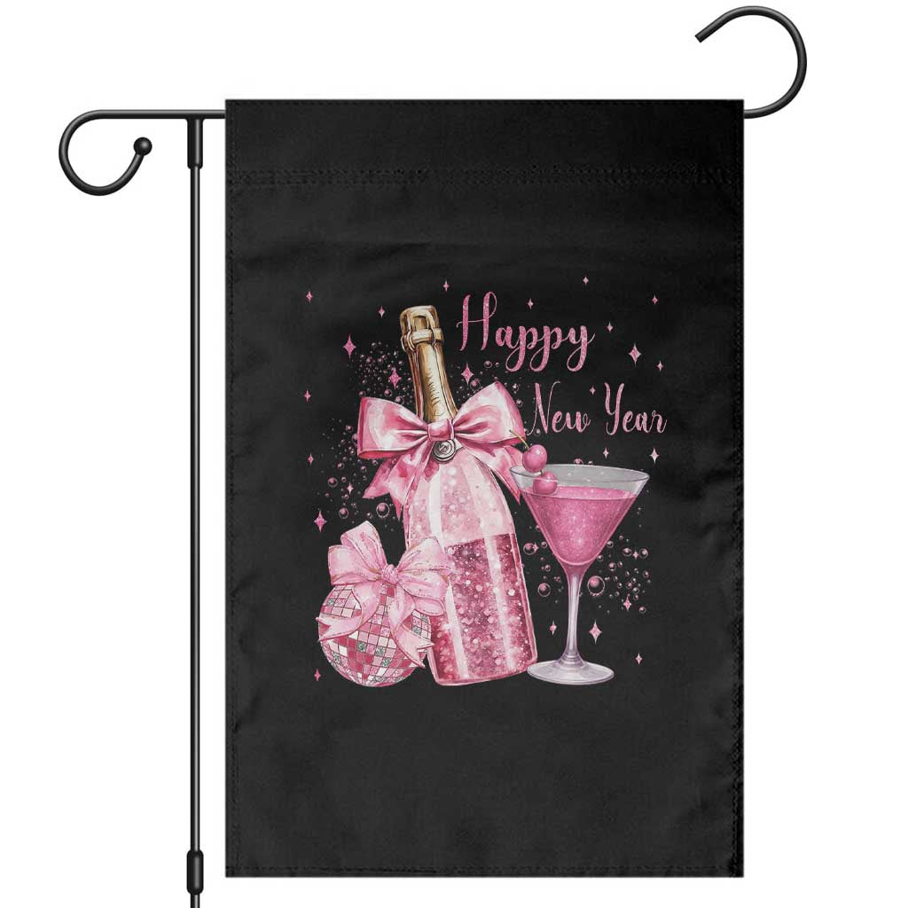 Happy New Year 2026 New Years Eve Party Garden Flag Pink Cocktail Disco Ball TS11 Black Print Your Wear
