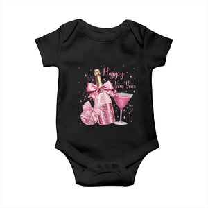 Happy New Year 2026 New Years Eve Party Baby Onesie Pink Cocktail Disco Ball TS11 Black Print Your Wear