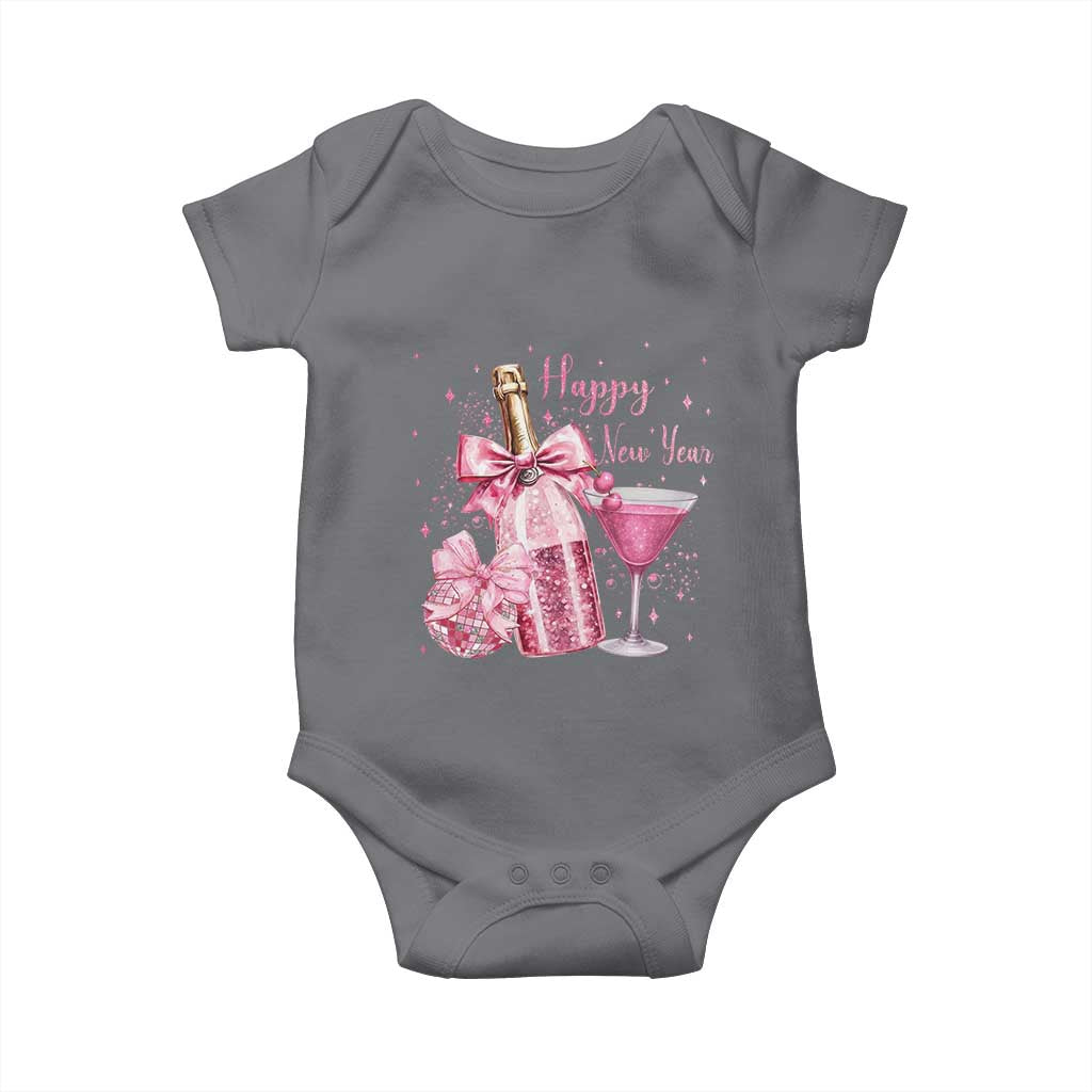 Happy New Year 2026 New Years Eve Party Baby Onesie Pink Cocktail Disco Ball TS11 Charcoal Print Your Wear