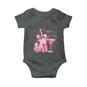 Happy New Year 2026 New Years Eve Party Baby Onesie Pink Cocktail Disco Ball TS11 Dark Heather Print Your Wear