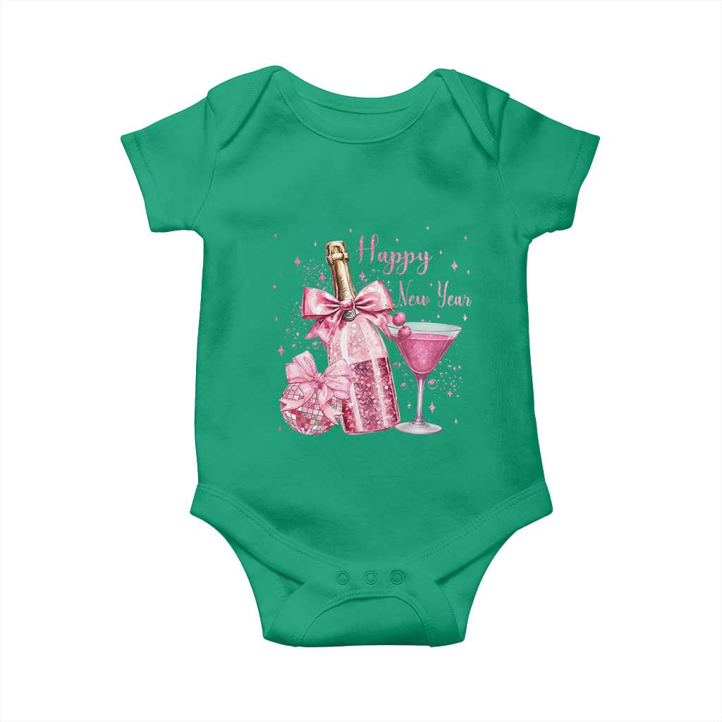 Happy New Year 2026 New Years Eve Party Baby Onesie Pink Cocktail Disco Ball TS11 Irish Green Print Your Wear