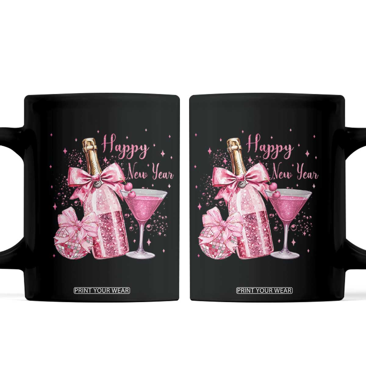 Happy New Year 2026 New Years Eve Party Coffee Mug Pink Cocktail Disco Ball TS11 Black Print Your Wear