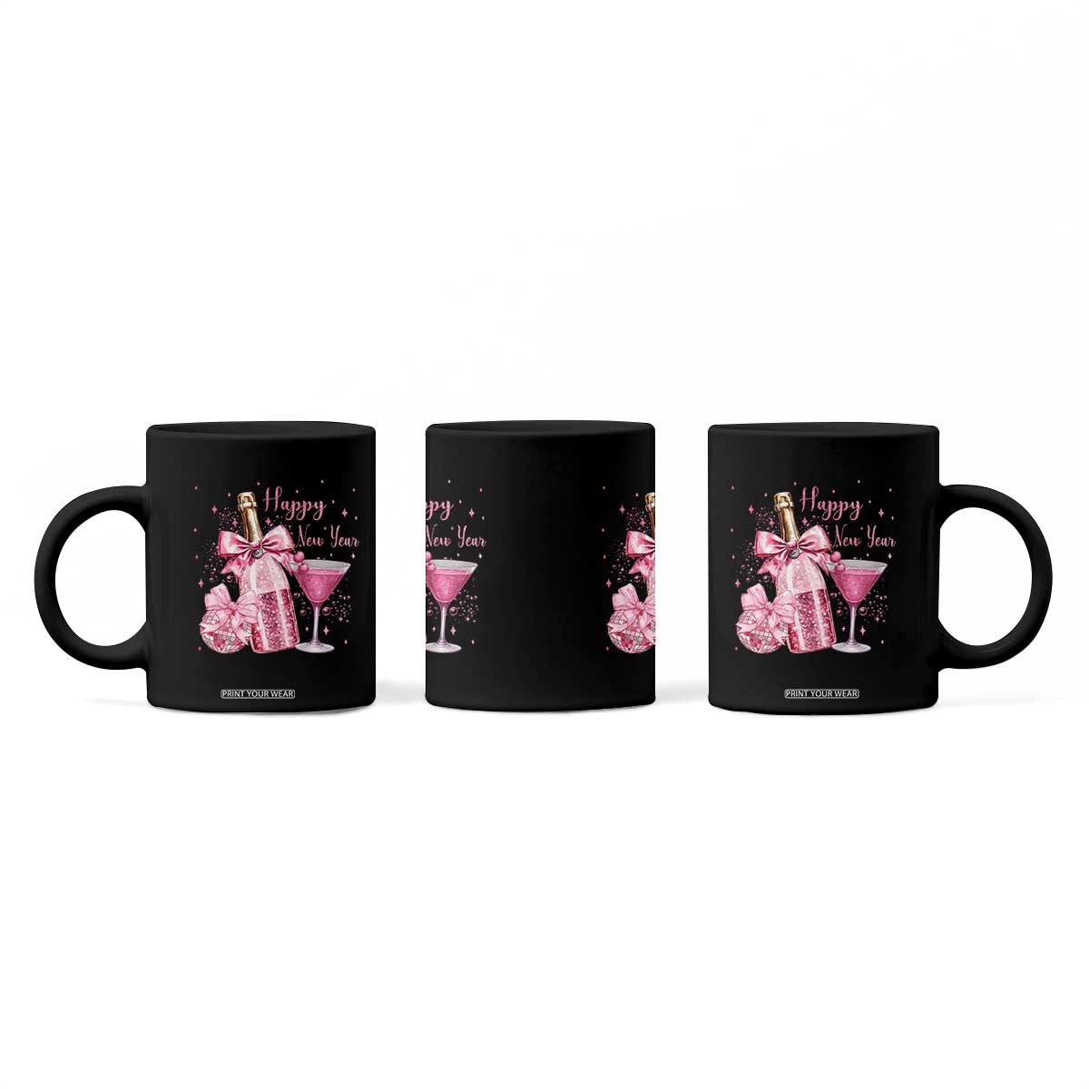 Happy New Year 2026 New Years Eve Party Coffee Mug Pink Cocktail Disco Ball TS11 Print Your Wear