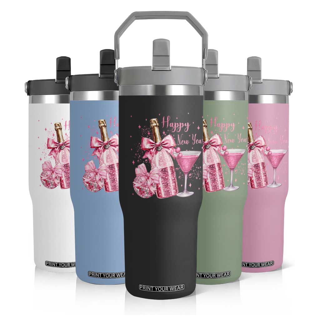 Happy New Year 2026 New Years Eve Party Flip Straw Tumbler Pink Cocktail Disco Ball TS11 Print Your Wear