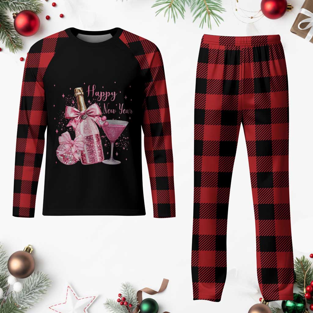 Happy New Year 2026 New Years Eve Party Plaid Pajama Set Pink Cocktail Disco Ball TS11 Buffalo Plaid Print Your Wear