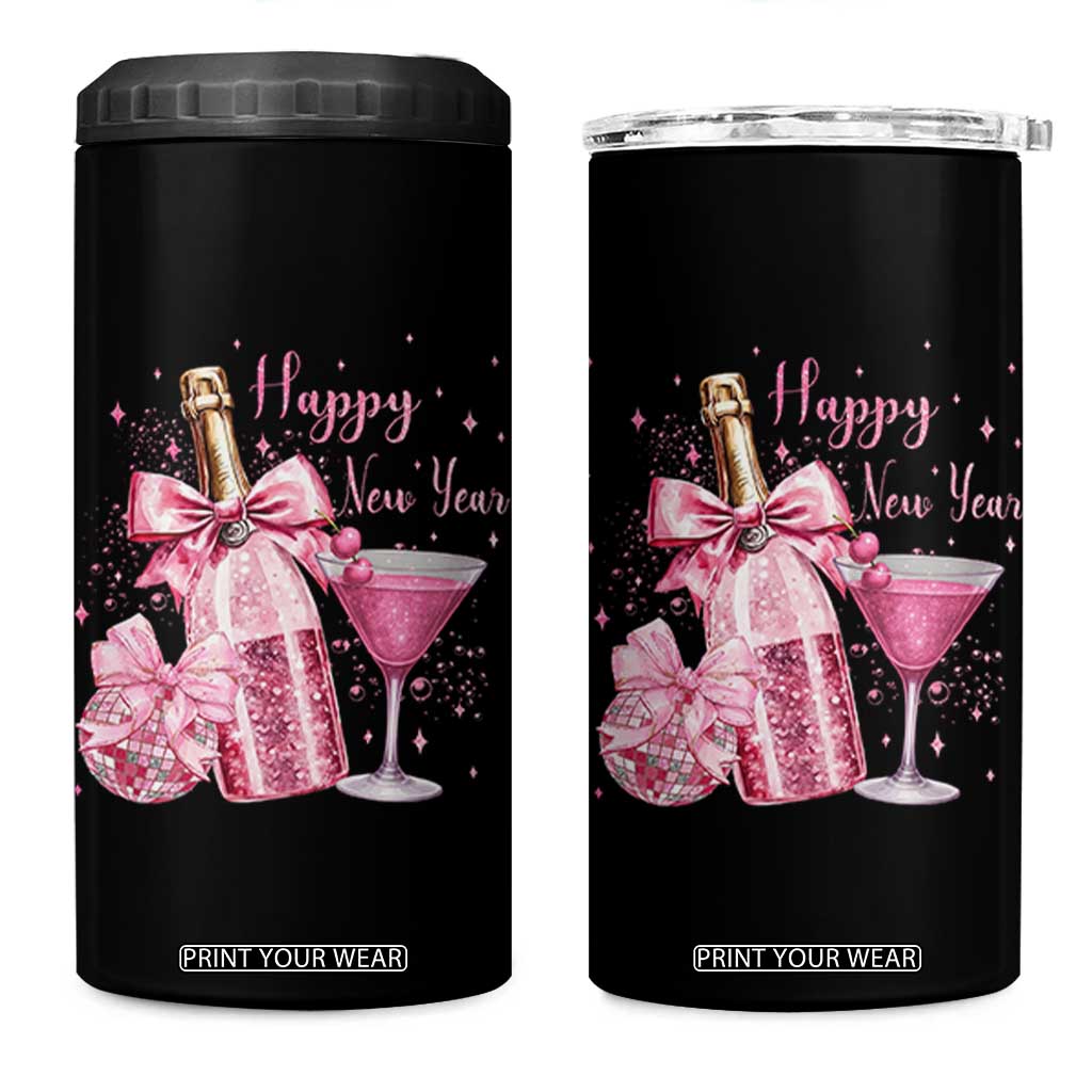 Happy New Year 2026 New Years Eve Party 4 in 1 Can Cooler Tumbler Pink Cocktail Disco Ball TS11 One Size: 16 oz Black Print Your Wear