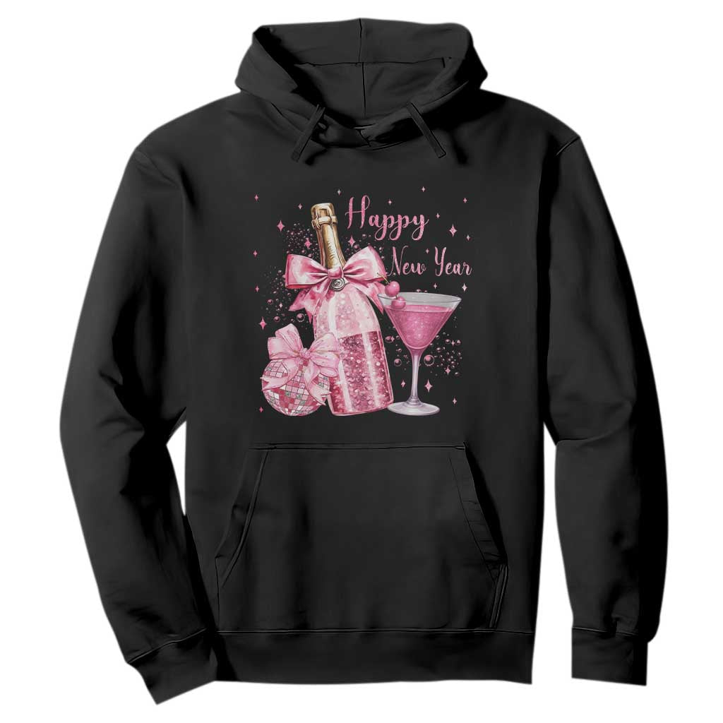 Happy New Year 2026 New Years Eve Party Hoodie Pink Cocktail Disco Ball TS11 Black Print Your Wear