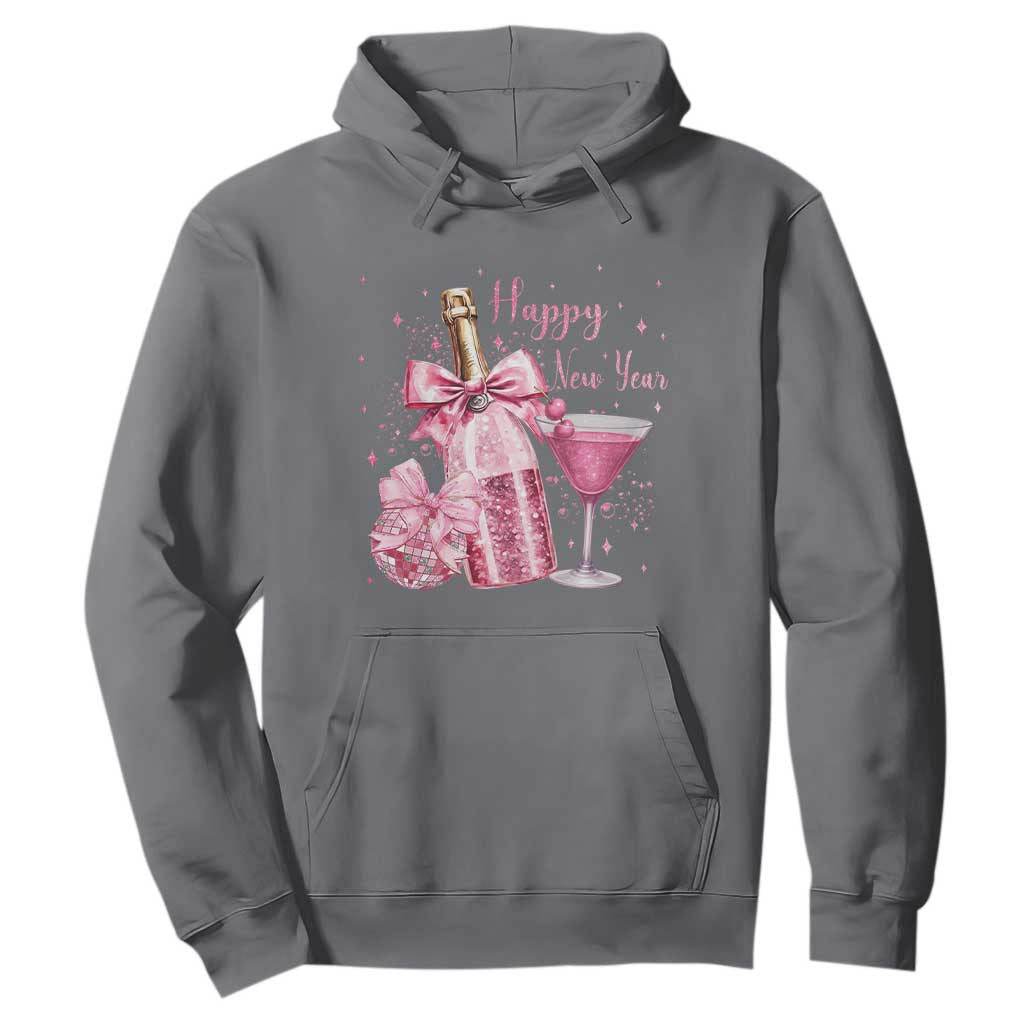 Happy New Year 2026 New Years Eve Party Hoodie Pink Cocktail Disco Ball TS11 Charcoal Print Your Wear