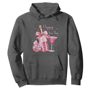 Happy New Year 2026 New Years Eve Party Hoodie Pink Cocktail Disco Ball TS11 Dark Heather Print Your Wear