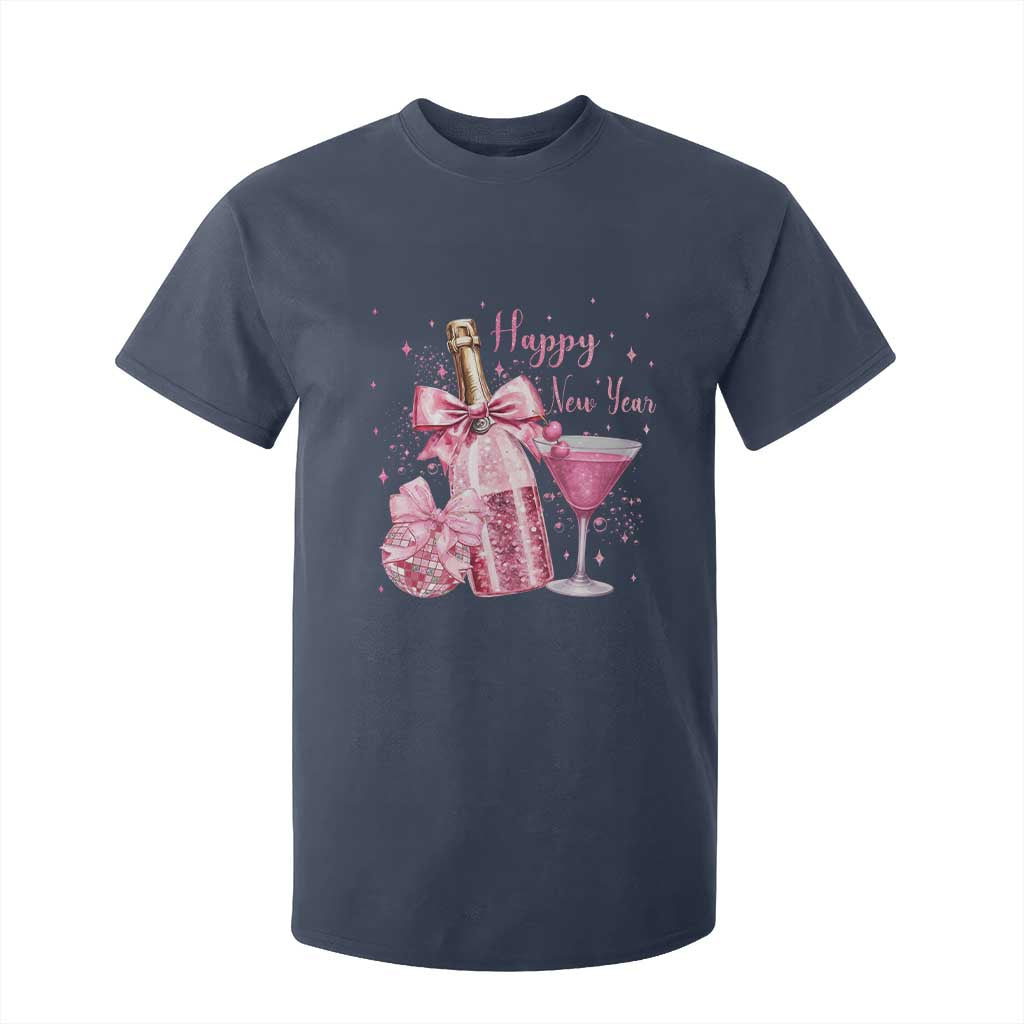 Happy New Year 2026 New Years Eve Party T Shirt For Kid Pink Cocktail Disco Ball TS11 Navy Print Your Wear