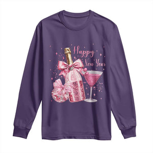 Happy New Year 2026 New Years Eve Party Long Sleeve Shirt Pink Cocktail Disco Ball TS11 Purple Print Your Wear