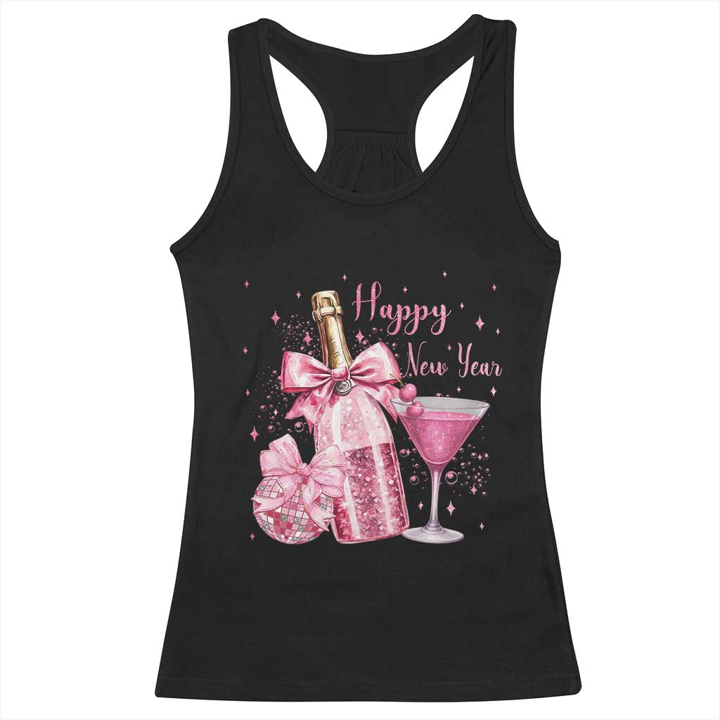 Happy New Year 2026 New Years Eve Party Racerback Tank Top Pink Cocktail Disco Ball TS11 Black Print Your Wear