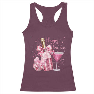 Happy New Year 2026 New Years Eve Party Racerback Tank Top Pink Cocktail Disco Ball TS11 Maroon Print Your Wear