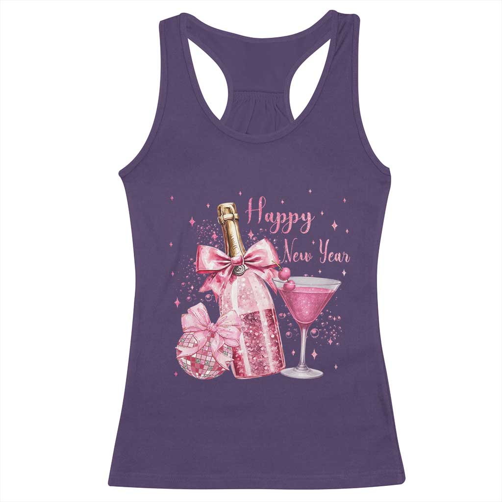 Happy New Year 2026 New Years Eve Party Racerback Tank Top Pink Cocktail Disco Ball TS11 Purple Print Your Wear