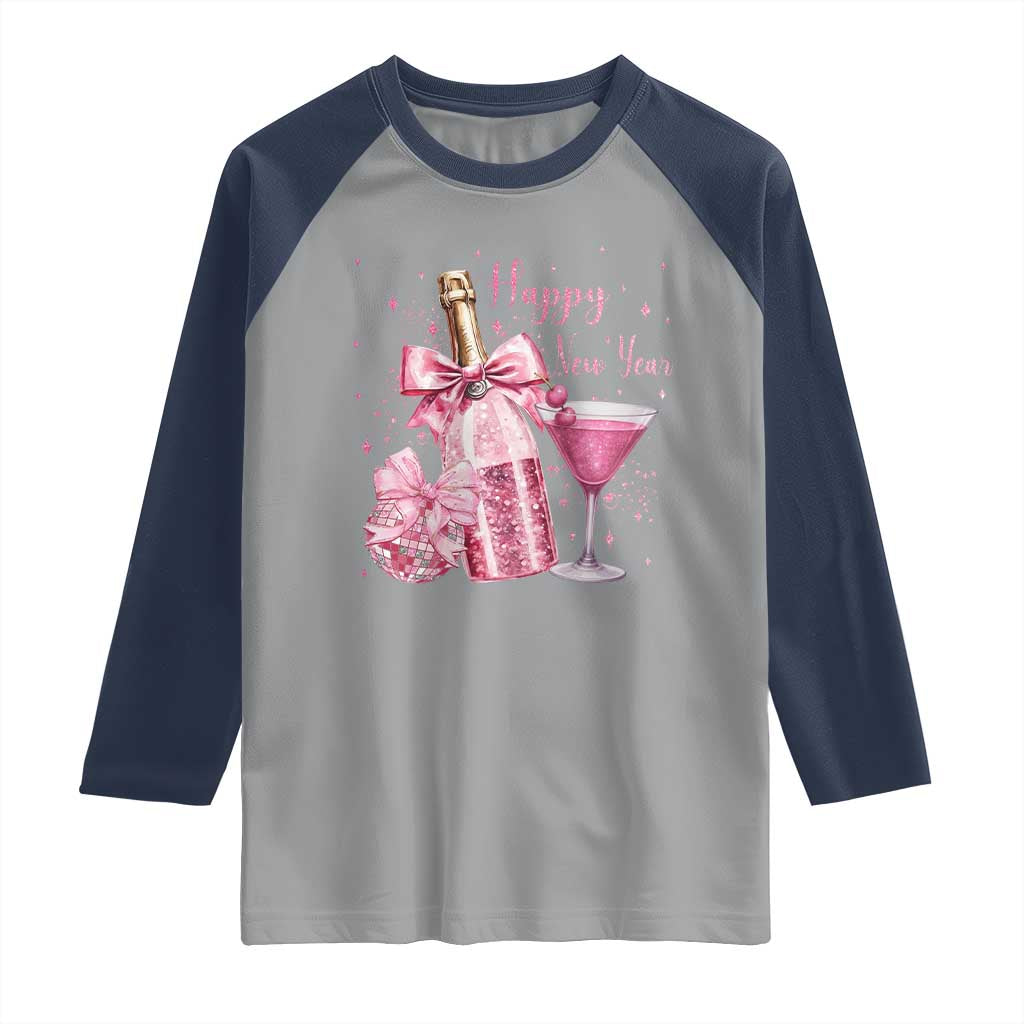 Happy New Year 2026 New Years Eve Party Raglan Shirt Pink Cocktail Disco Ball TS11 Sport Gray Navy Print Your Wear