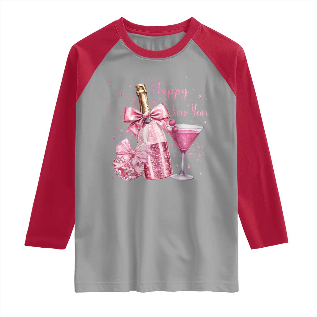 Happy New Year 2026 New Years Eve Party Raglan Shirt Pink Cocktail Disco Ball TS11 Sport Gray Red Print Your Wear