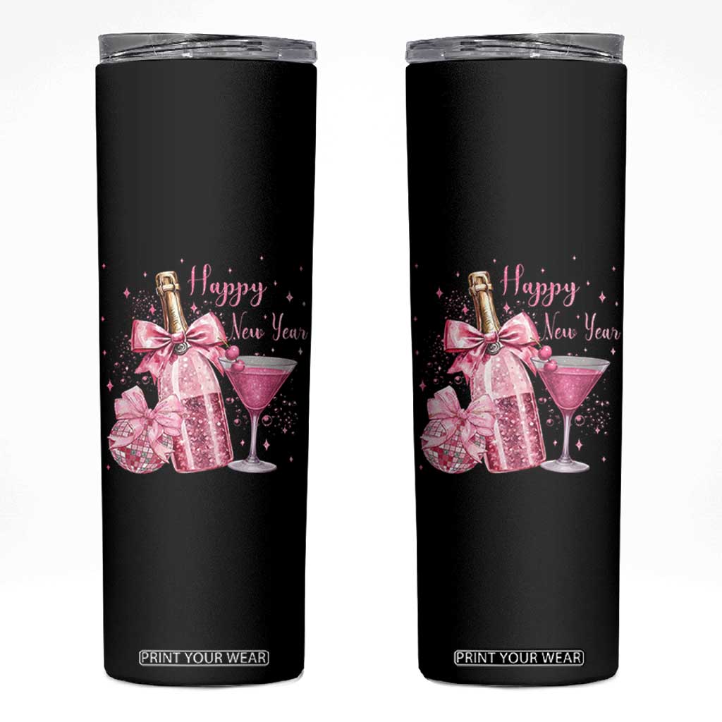 Happy New Year 2026 New Years Eve Party Skinny Tumbler Pink Cocktail Disco Ball TS11 Black Print Your Wear