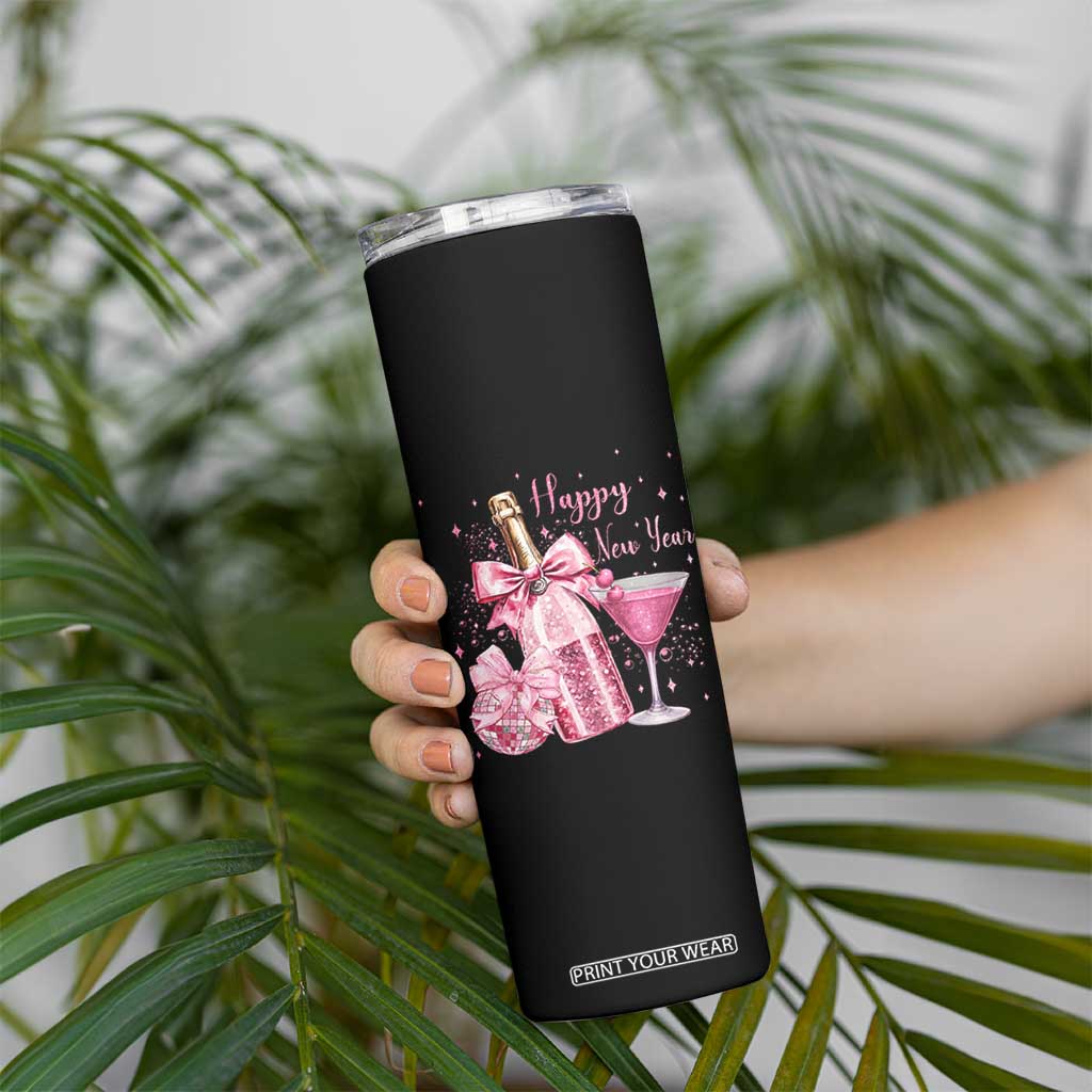 Happy New Year 2026 New Years Eve Party Skinny Tumbler Pink Cocktail Disco Ball TS11 Print Your Wear