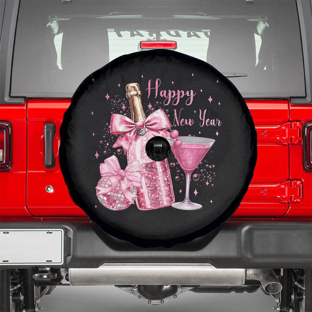Happy New Year 2026 New Years Eve Party Spare Tire Cover Pink Cocktail Disco Ball TS11 Black Print Your Wear