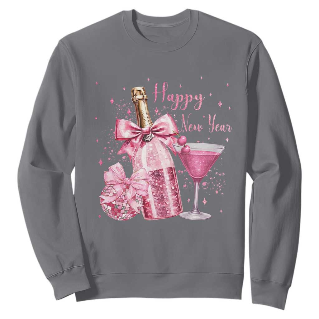 Happy New Year 2026 New Years Eve Party Sweatshirt Pink Cocktail Disco Ball TS11 Charcoal Print Your Wear