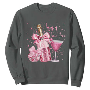 Happy New Year 2026 New Years Eve Party Sweatshirt Pink Cocktail Disco Ball TS11 Dark Heather Print Your Wear