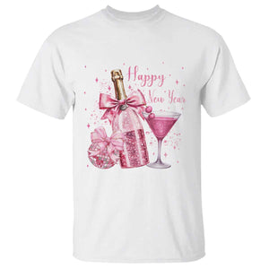 Happy New Year 2026 New Years Eve Party T Shirt Pink Cocktail Disco Ball TS11 White Print Your Wear