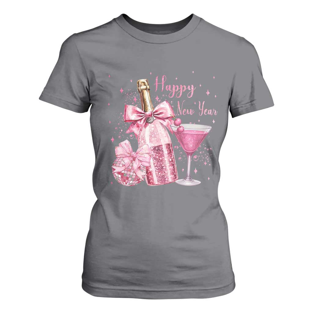 Happy New Year 2026 New Years Eve Party T Shirt For Women Pink Cocktail Disco Ball TS11 Charcoal Print Your Wear
