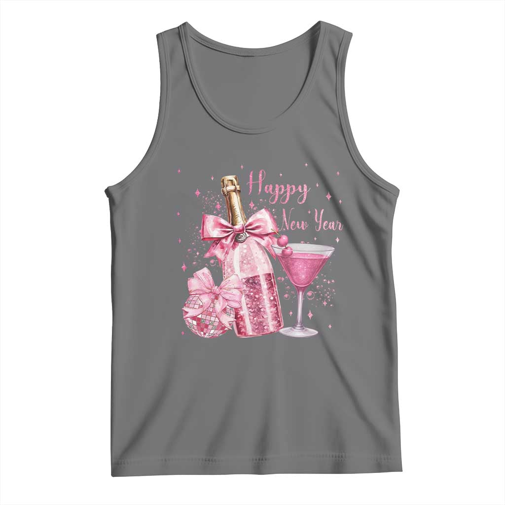 Happy New Year 2026 New Years Eve Party Tank Top Pink Cocktail Disco Ball TS11 Black Heather Print Your Wear